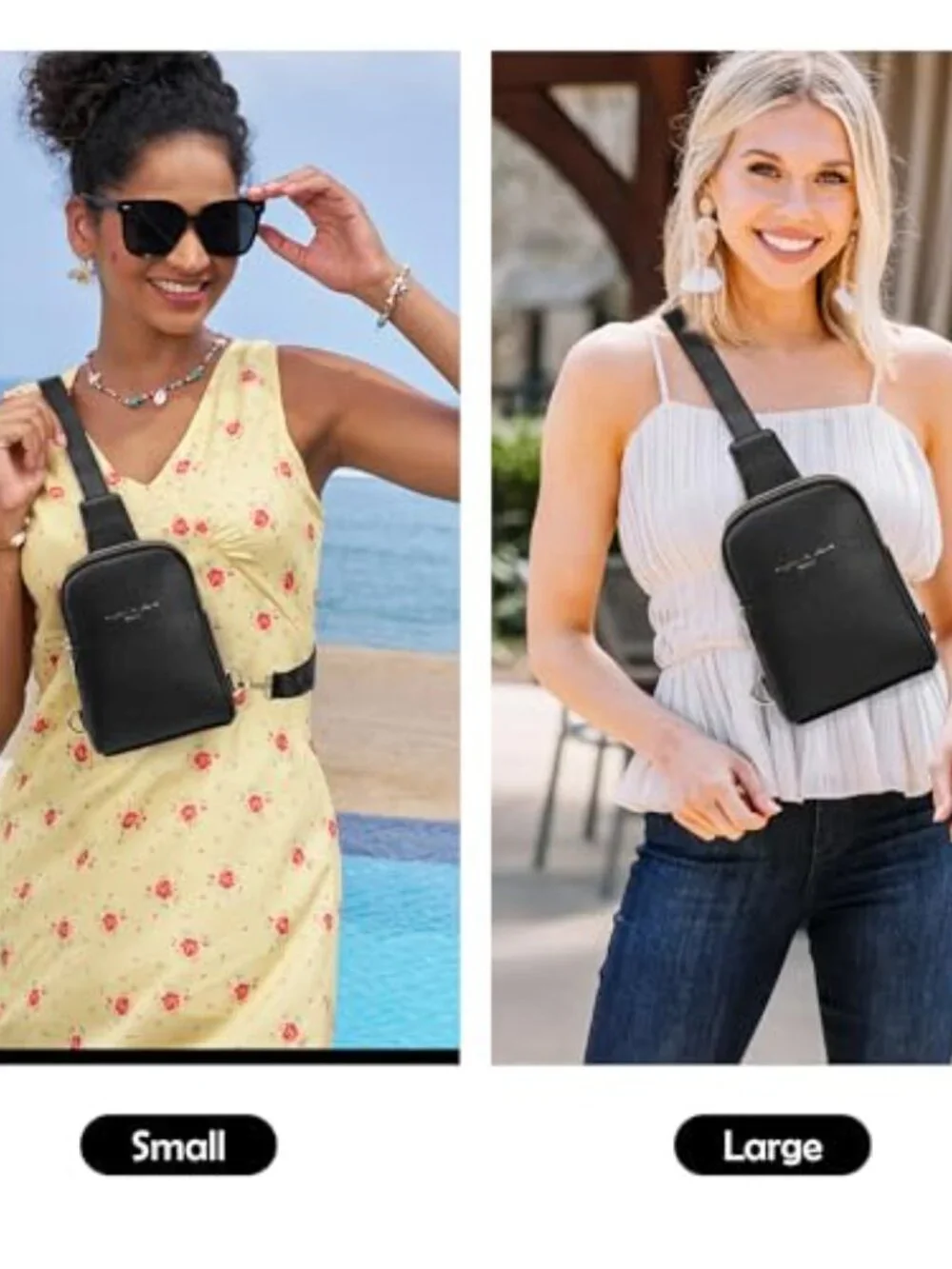 Lightweight Small Crossbody Sling Bag with Multiple Pockets Vegan Leather